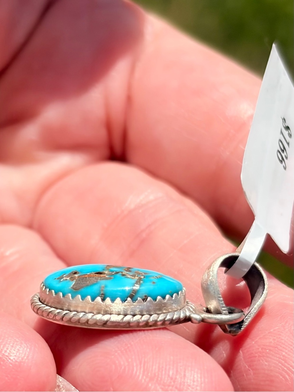 925 Sterling Silver Lone Mountain Turquoise Pendant - Picture 4 of 9